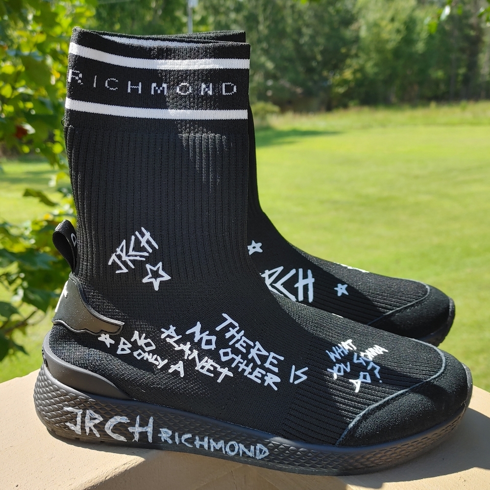 JOHN RICHMOND WOMENS SOCK FIT HI TOP SNEAKER IN BLACK, 36 - Picture 5 of 16